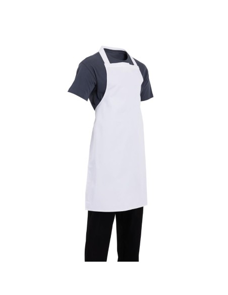Tablier bavette Whites blanc - polyester-coton