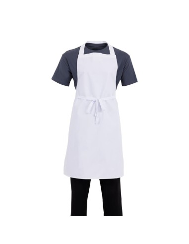 Tablier bavette Whites blanc - polyester-coton