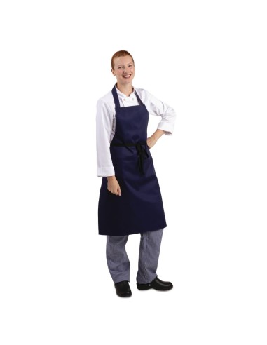 Tablier bavette Whites bleu marine - Polycoton résistant