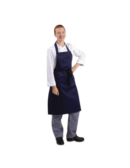 Tablier bavette Whites bleu marine - Polycoton résistant