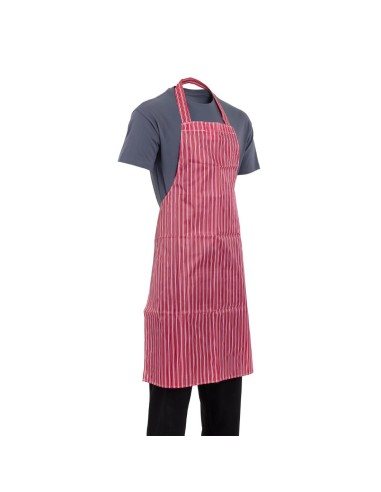Tablier bavette déperlant Whites rouge et blanc - Nylon