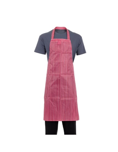 Tablier bavette déperlant Whites rouge et blanc - Nylon
