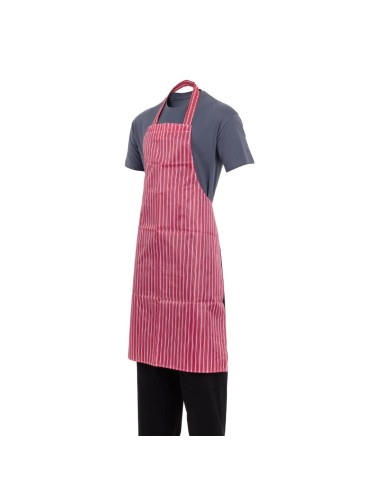 Tablier bavette déperlant Whites rouge et blanc - Nylon