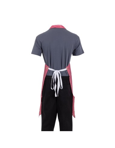 Tablier bavette déperlant Whites rouge et blanc - Nylon