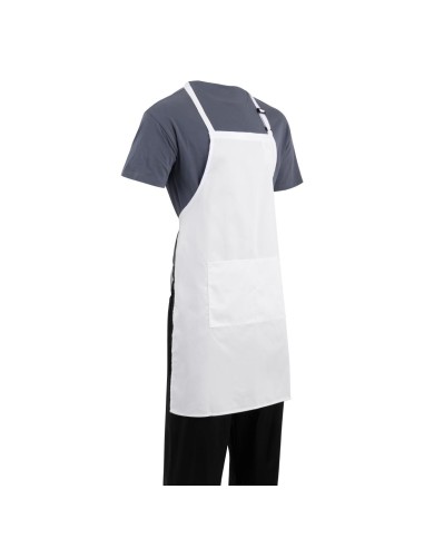 Tablier bavette Chef Works blanc - réglable et résistant