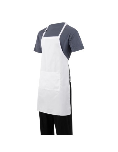 Tablier bavette Chef Works blanc - réglable et résistant