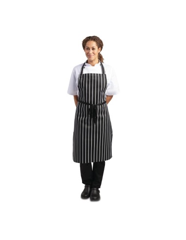 Tablier bavette Whites rayé noir et blanc - Mixte