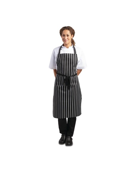 Tablier bavette Whites rayé noir et blanc - Mixte