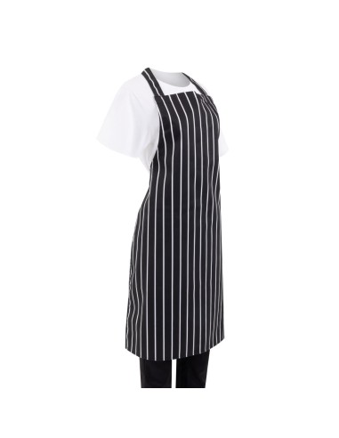 Tablier bavette Whites rayé noir et blanc - Mixte