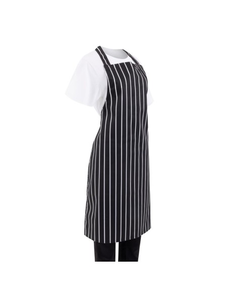 Tablier bavette Whites rayé noir et blanc - Mixte