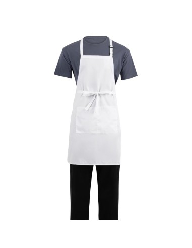 Tablier bavette Chef Works blanc - réglable et résistant