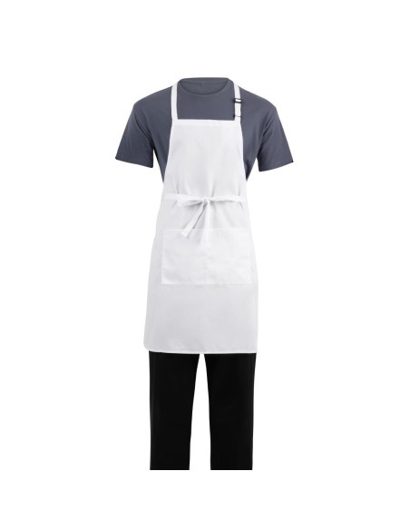 Tablier bavette Chef Works blanc - réglable et résistant