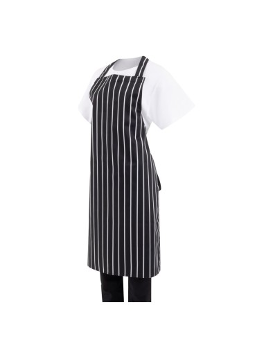 Tablier bavette Whites rayé noir et blanc - Mixte