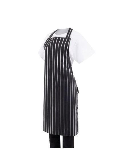 Tablier bavette Whites rayé noir et blanc - Mixte