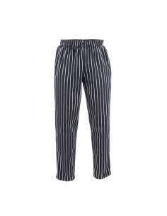 Pantalon mixte Baggy Chef Works rayé noir et blanc M