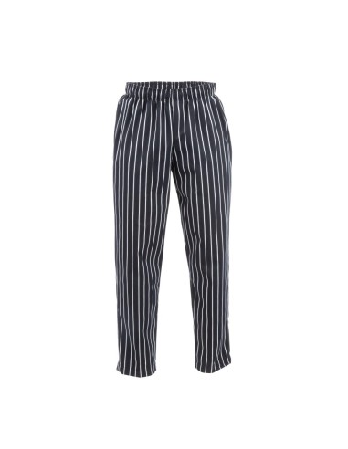 Pantalon mixte Baggy Chef Works rayé noir et blanc M