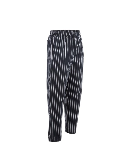Pantalon mixte Baggy Chef Works rayé noir et blanc M