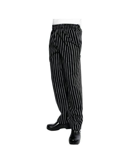 Pantalon Chef Works Baggy rayé noir blanc S - Mixte