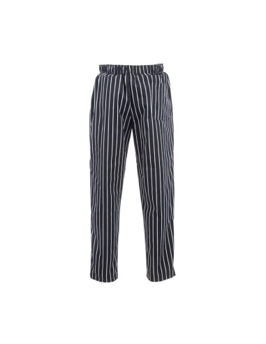 Pantalon mixte Baggy Chef Works rayé noir et blanc M
