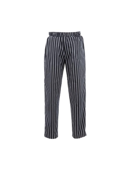 Pantalon mixte Baggy Chef Works rayé noir et blanc M