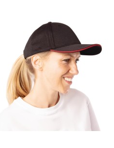 Casquette baseball Cool Vent Chef Works noire et rouge 2