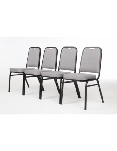 Chaise de banquet avec dossier carré et tissu gris Bolero lot de 4