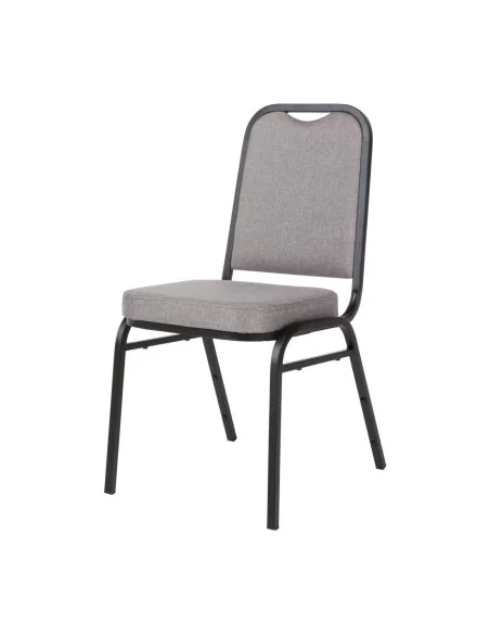 Chaise de banquet avec dossier carré et tissu gris Bolero lot de 4