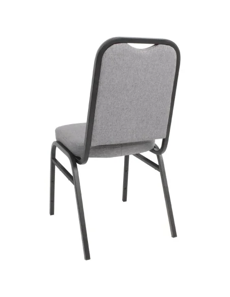 Chaise de banquet avec dossier carré et tissu gris Bolero lot de 4