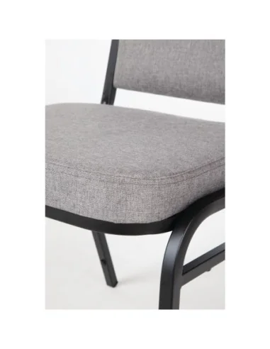 Chaise de banquet avec dossier carré et tissu gris Bolero lot de 4