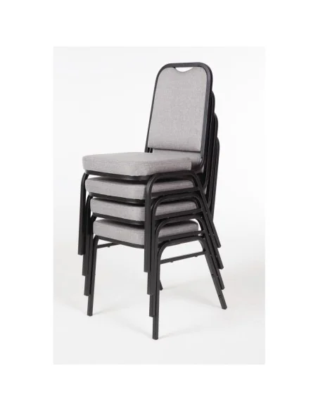 Chaise de banquet avec dossier carré et tissu gris Bolero lot de 4