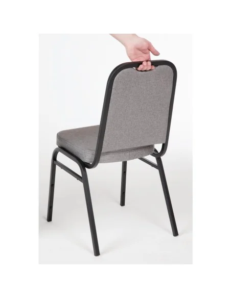 Chaise de banquet avec dossier carré et tissu gris Bolero lot de 4