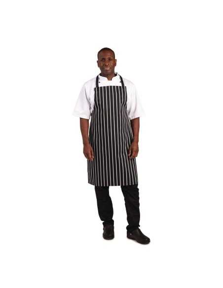 Tablier bavette Whites rayé noir et blanc