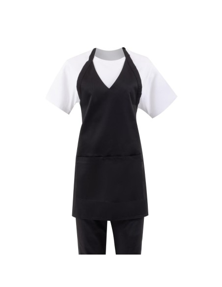Tablier serveur col en V Whites noir - PolyCoton