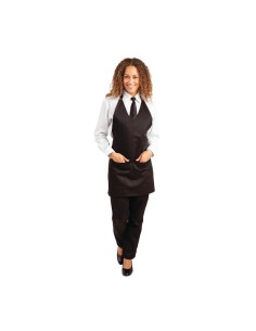 Tablier serveur col en V Whites noir - PolyCoton 2