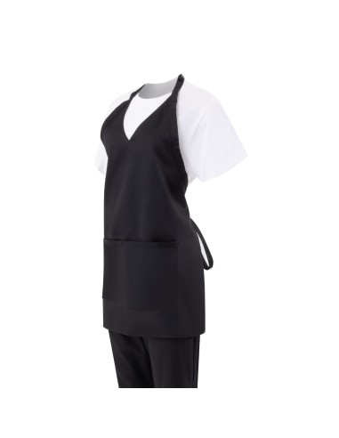 Tablier serveur col en V Whites noir - PolyCoton