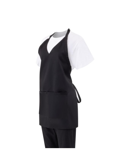 Tablier serveur col en V Whites noir - PolyCoton