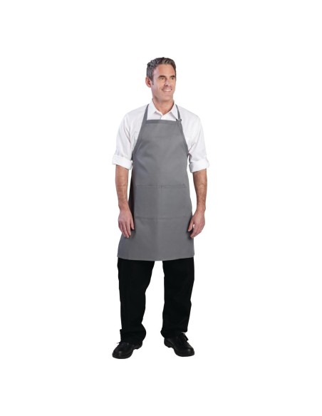 Tablier bavette Chef Works gris - 86x61 cm