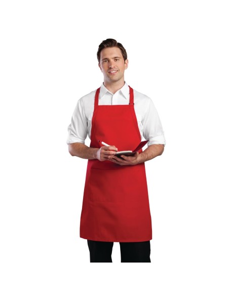 Tablier bavette Chef Works rouge - 86x61 cm