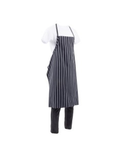 Tablier bavette tissé Chef Works Premium rayures noires et blanches