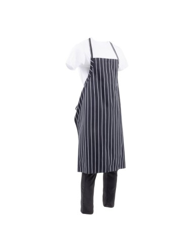Tablier bavette tissé Chef Works Premium rayures noires et blanches