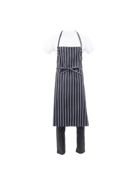 Tablier bavette tissé Chef Works Premium rayures noires et blanches