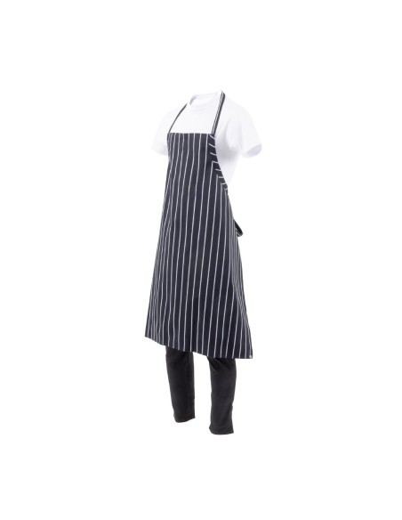 Tablier bavette tissé Chef Works Premium rayures noires et blanches
