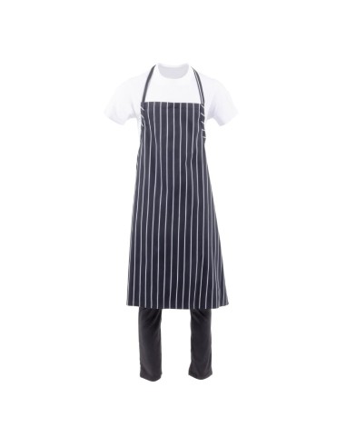 Tablier bavette tissé Chef Works Premium rayures noires et blanches