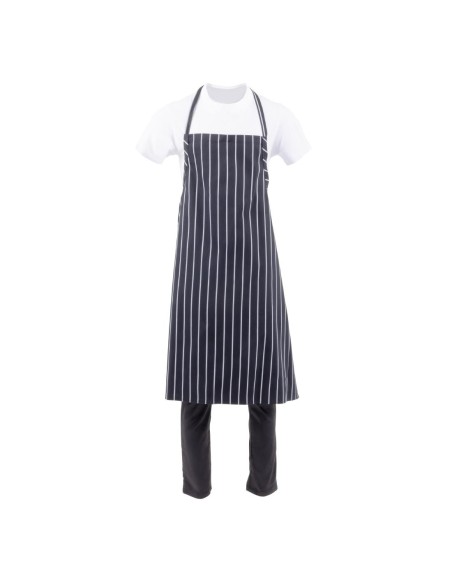 Tablier bavette tissé Chef Works Premium rayures noires et blanches