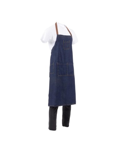 Tablier bavette Chef Works Urban Memphis bleu - 100% coton