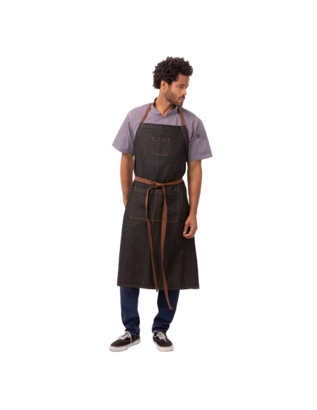 Tablier bavette Chef Works Urban Memphis noir - 100% coton