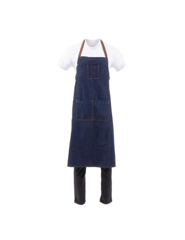 Tablier bavette Chef Works Urban Memphis bleu - 100% coton