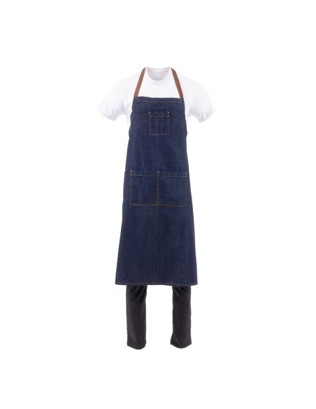 Tablier bavette Chef Works Urban Memphis bleu - 100% coton