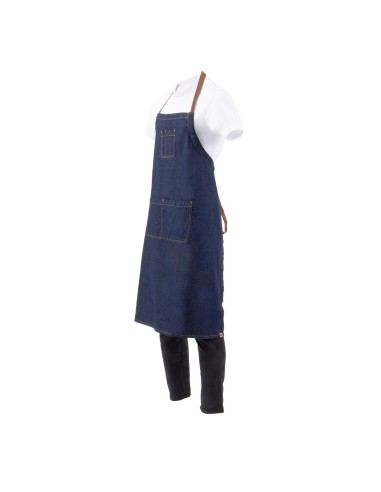 Tablier bavette Chef Works Urban Memphis bleu - 100% coton