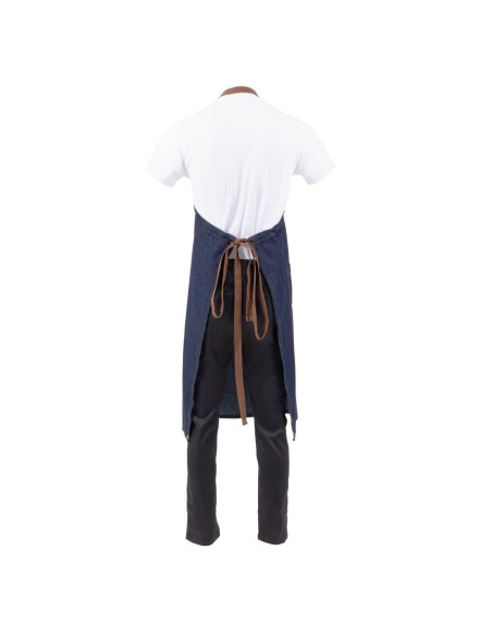 Tablier bavette Chef Works Urban Memphis bleu - 100% coton